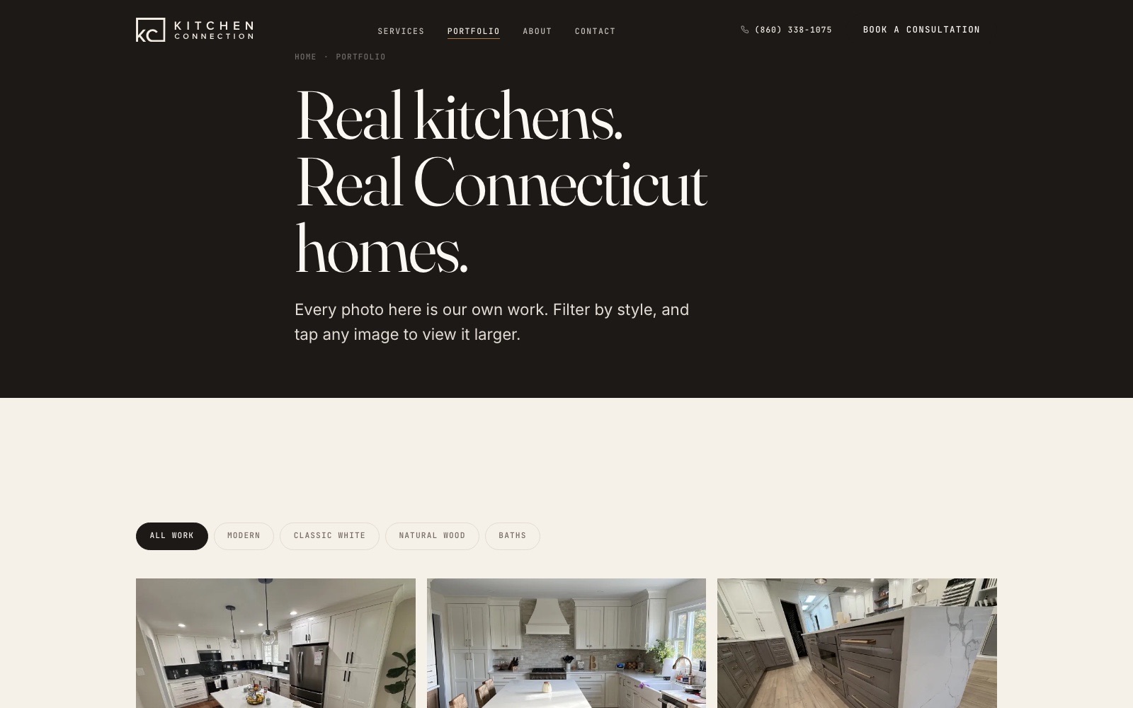 A portfolio that carries the work, not a template